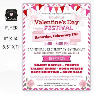 valentines day school festival flyer design